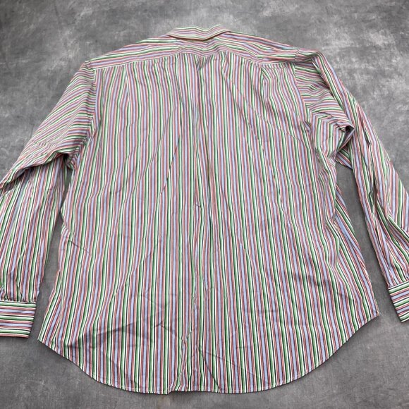 Polo Ralph Lauren Shirt Men 17.5 XLarge Red Green Stripe Regent Classic Fit - Picture 9 of 10